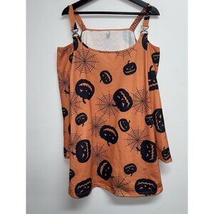 Rose Gal Halloween Dress Womens Plus 3X Orange Black Jack O'lanterns Spider Webs